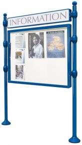 panneau vitrine information  1.20 x 1.60 m simple face avec bandeau titre - bleu