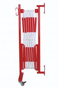 barrière extensible rouge-blanc 3,6m fixation murale et rouleaux