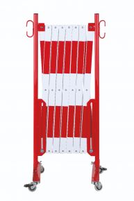 barrière extensible rouge-blanc 4m avec rouleaux de deux côtés