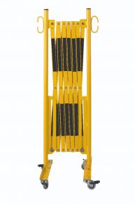 barrière extensible jaune-noir 3,6m avec avec rouleaux de deux côtés