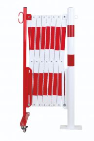 barrière extensible rouge-blanc 4m avec poteau Ø60mm