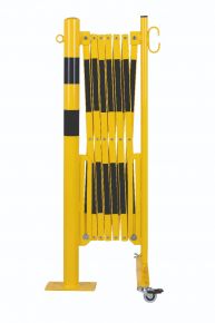 barrière extensible jaune-noir 3,6m avec poteau Ø60mm