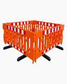 4 barrières polypro orange avec bandes réfléchissantes
