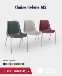 Chaise coque plastique empilable M2 Ø 22 mm promotion