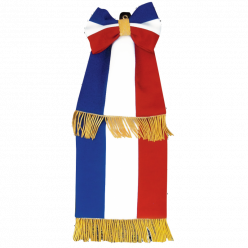 Cravate tricolore avec franges bouillon or et noeud