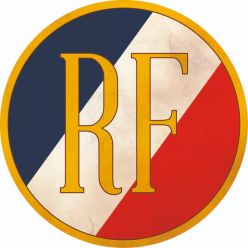 Ecusson porte-drapeaux rond RF aspect vieilli - vintage