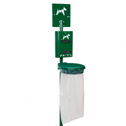Borne hygiène canine Hygeca 400 sacs / 2 rouleaux avec support sac Collecmur 110L vert mousse