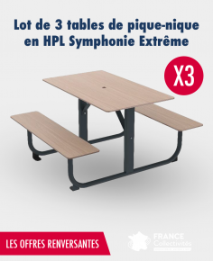Lot de 3 tables de pique-nique en HPL Symphonie Extrême