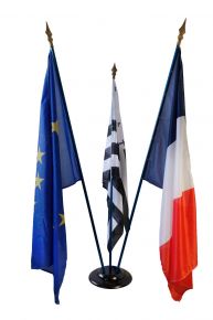LOT Drapeaux De Mairie D'intérieur - France + Europe + Région + Socle