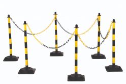 kit de chaîne de poteau avec 6 poteaux jaune-noir