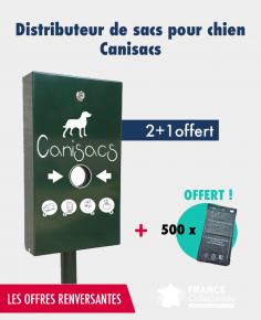 Promo 2+1 offert distributeur de sacs pour chien Canisacs