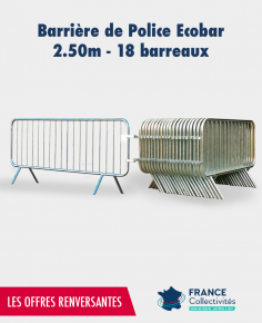 Promo barrière de police Ecobar 2.50m - 18 barreaux