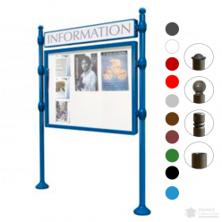 panneau vitrine information  1.20 x 1.60 m simple face avec bandeau titre - bleu